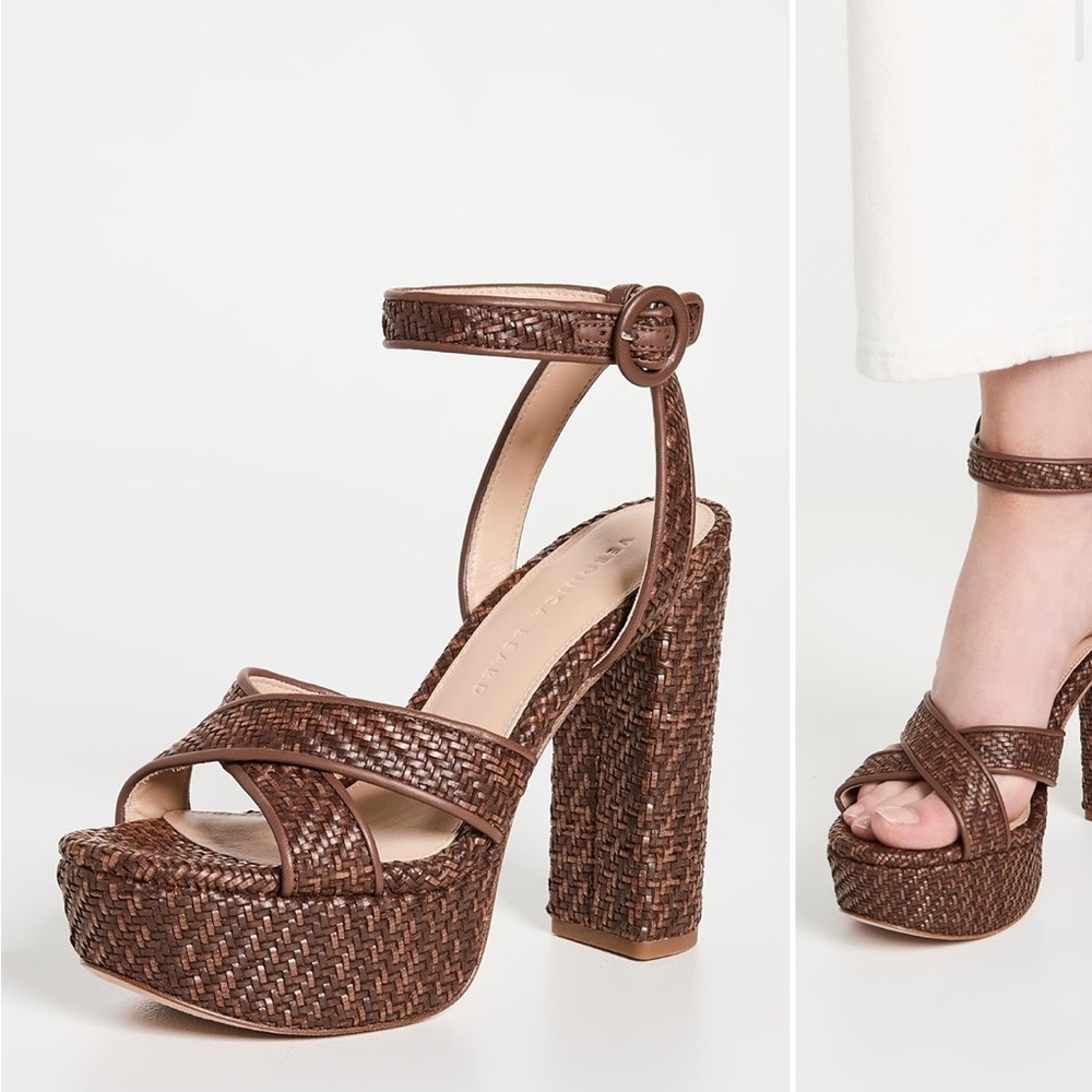 NWOT Veronica Beard Lalana Woven Jute Platform Sandal Block Heel 9.5